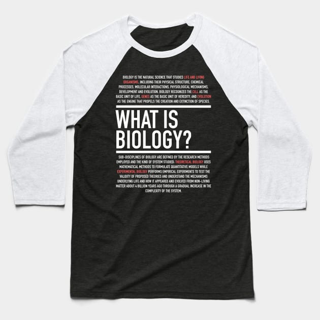 Biology Defined - Biology Teacher Baseball T-Shirt by Hidden Verb